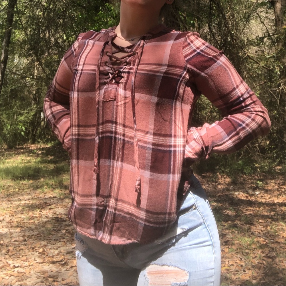 Tie Up Plaid Top